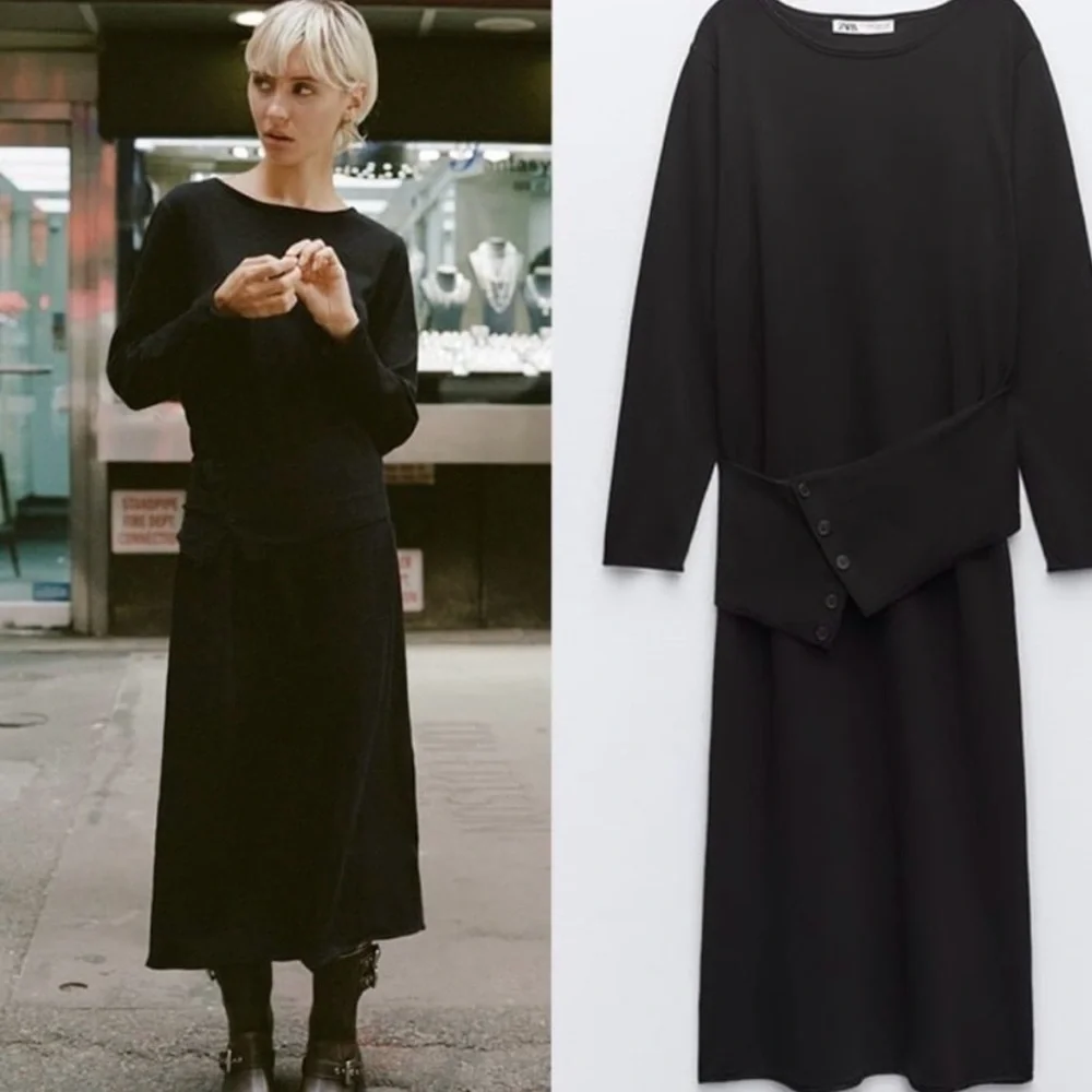 Zara Sash Knit MIDI Dress - NWT Small 🖤 - Picture 2 of 9